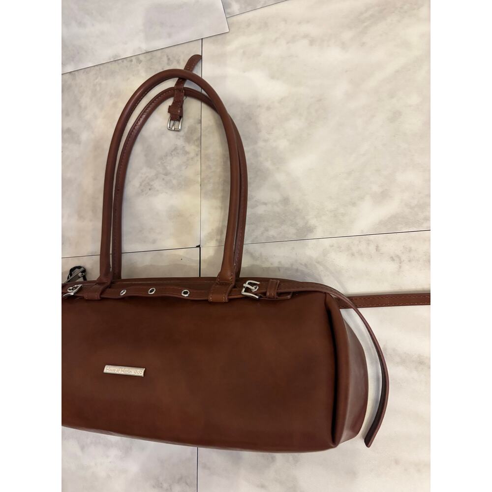 House Of Harlow Autumn Brown Vegan Leather Shoulder Bag Purse NWT Baguette - Picture 2 of 9